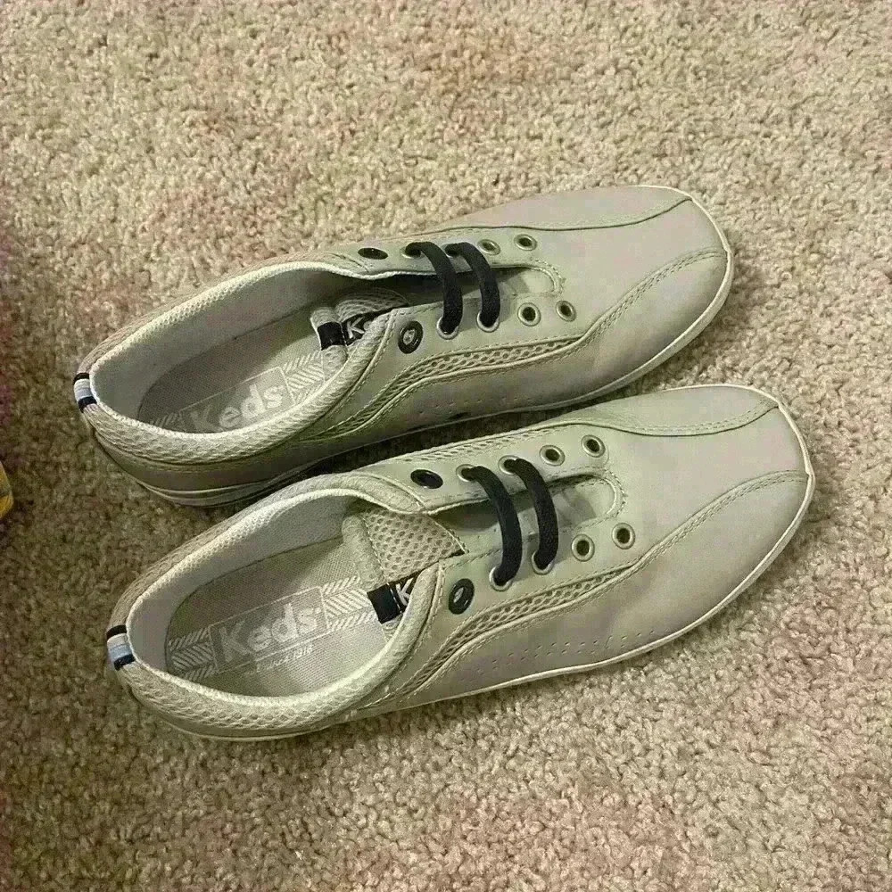 Keds womens tan khaki leather boat shoe sneakers size 7 - Picture 2 of 5